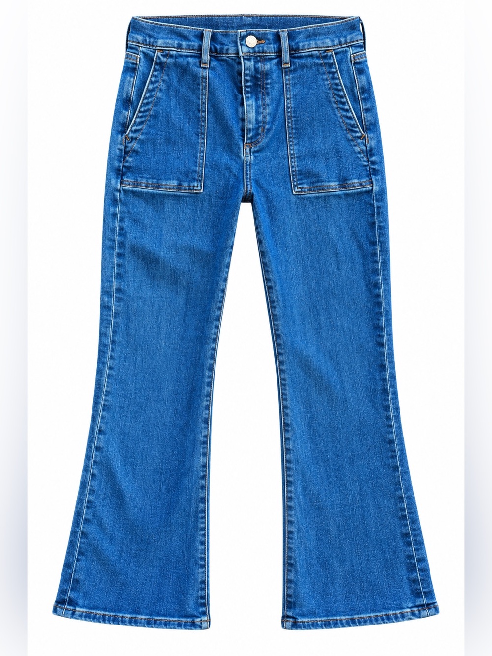 LOFT The Kick Crop High Rise Flare Jeans Medium Wash Size 30/10